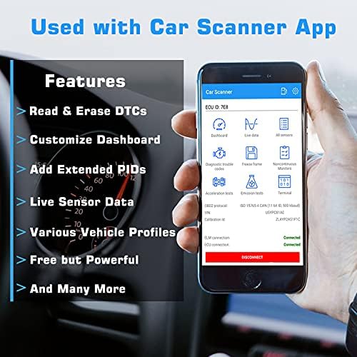 Veepeak Mini Bluetooth OBD2 Scanner Code Reader for Android (NOT for iOS) | Incompatible with iPhone or iPad. Check engine light diagnostics & live