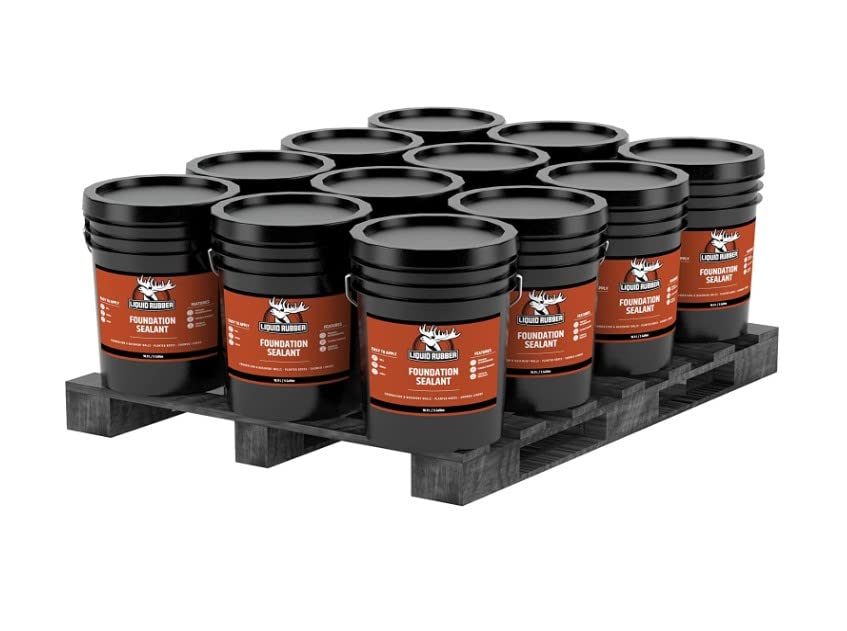 Liquid Rubber Foundation Sealant - Basement Waterproof Sealer, Black, 5 Gal | Flexible Elastomeric Coating - Crack Filler, Leak Repair, Basement Waterproofing Solution, Indoor/Outdoor Use, DIY Protection
