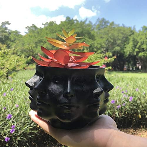 Resin Multi-Face Head Planter, Indoor Succulent Decor