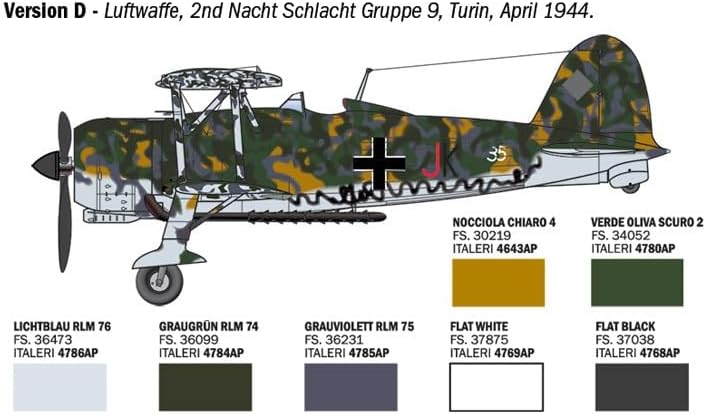 Italeri Fiat Cr.42 Falco Assault/Night Fighter 1:48 Diecast Model Kit