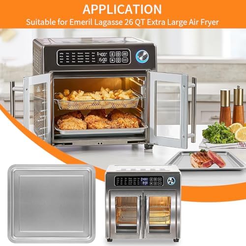 GCQ Air Fryer Tray for Emeril Lagasse Everyday 360 Air Fryer, 12''×10'' Stainless Steel Air Fryer Accessories Tray Bake Pan Replacement Parts, Not fit for Emeril Lagasse 26 QT 25 QT French Door