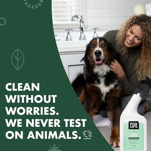 Better Life Toilet Bowl Cleaner, Plant-based, Stain & Odor Remover, Tea Tree & Peppermint Scent Cleaning Gel, Liquid Bathroom Cleaners for Household, 24 Oz, Pack of 2