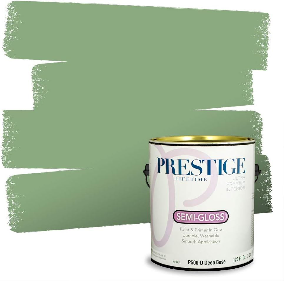 PRESTIGE Paints Exterior Paint and Primer In One, 1-Gallon, Semi-Gloss, Comparable Match of Sherwin Williams* Shamrock*