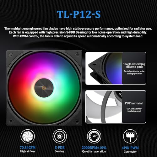 Thermalright FW SE 120 ARGB Black AIO Water Cooler, Liquid CPU Cooler, 2’’ LCD Screen-320x240 Resolution, 2000RPM High Speed