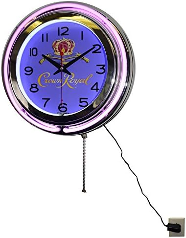 Crown Royal Whisky Logo Purple Double Neon Advertising Clock Man Cave Bar Decor