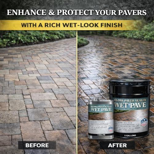 Wet Pave Paver Sealer – Waterproof & UV-Resistant Masonry Sealer for Concrete, Brick & Stone – Color Enhancing