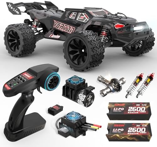 Hosim Mini 1:8 Brushless RC Cars for Adults, VEXARO 50+MPH Fast RC Trucks | 3660 3100KV Brushless Motor & 80A ESC, 2* 2600mAh 3S Lipo, Chrome Steel Central Transmission, All-Metal Oil-filled Shocks