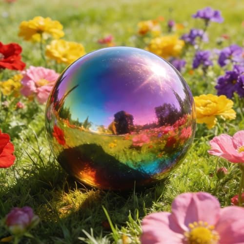 Lily's Home 12 Inch Stainless Steel Gazing Globe Mirror Ball, Colorful and Shiny Addition to Any Garden or Home, Ideal As a Housewarming Gift, Silver
