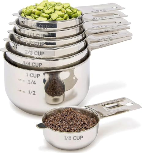 Simply Gourmet Measuring Cups & Spoons Set of 12, 18/08 Stainless Steel Kitchen Gadgets, Stackable Design with Long Handle Spoons, Fits in Spice Jars, Cooking & Baking Set for Dry & Liquid