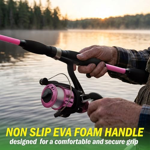 Fiberglass Fishing Pole - Strike Series 78-Inch Collapsible Rod and Spinning Reel Combo, EVA Handle, Pre-Spooled Reel, Fishing Gear for Catching Walleye, Bass, Trout, and More by Wakeman
