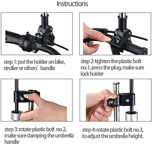 Yobee Adjustable Umbrella Mount Holder No Need Any Tooling to Attach Umbrella Clamp, Umbrella Connector Holder to Wheelchairs, Walker, Rollator, Bike