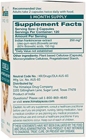 Himalaya Boswellia Extract Supplement for Joint Health, 250 mg,120 Capsules