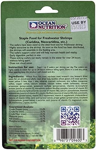 Ocean Nutrition Shrimp Wafers - Sinking Shrimp Food 0.53 oz (15 g) | Freshwater Shrimp Tank (Neocaridina, Caridina, Ghost Shrimp Live, Amano