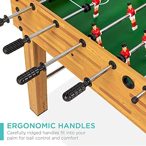 Best Choice Products Foosball Table for Kids and Adults, Game Room Soccer Game Table w/ 2 Balls, 2 Cup Holders, Ergonomic Handles, Chrome Finished Metal Bars