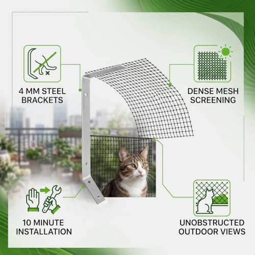 Rosvola Cat Fence Barrier, 33FT Cat-Proof Fence Topper System, Fence Conversion System for Cats, Cat Fence Extension & Conversion Kit for Yard Garden