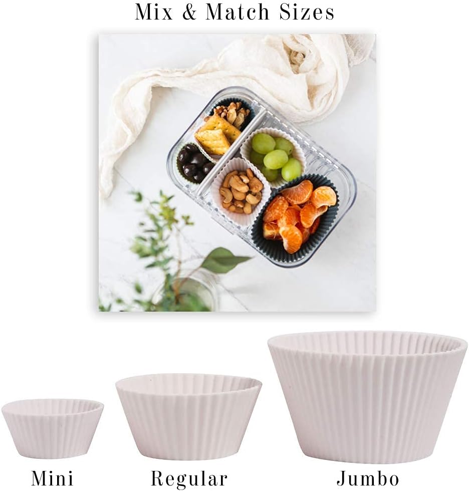 The Silicone Kitchen Reusable JUMBO Silicone Baking Cup, Non-Toxic, BPA Free, Dishwasher Safe, Jumbo, 12 Pack, White Blue Green