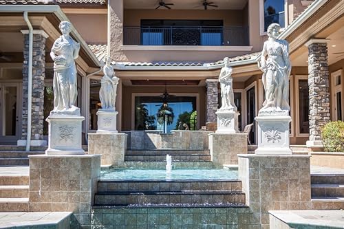 AFD Home Four Seasons Set of 4 Faux Stone Statues on Base | Garden Decoration