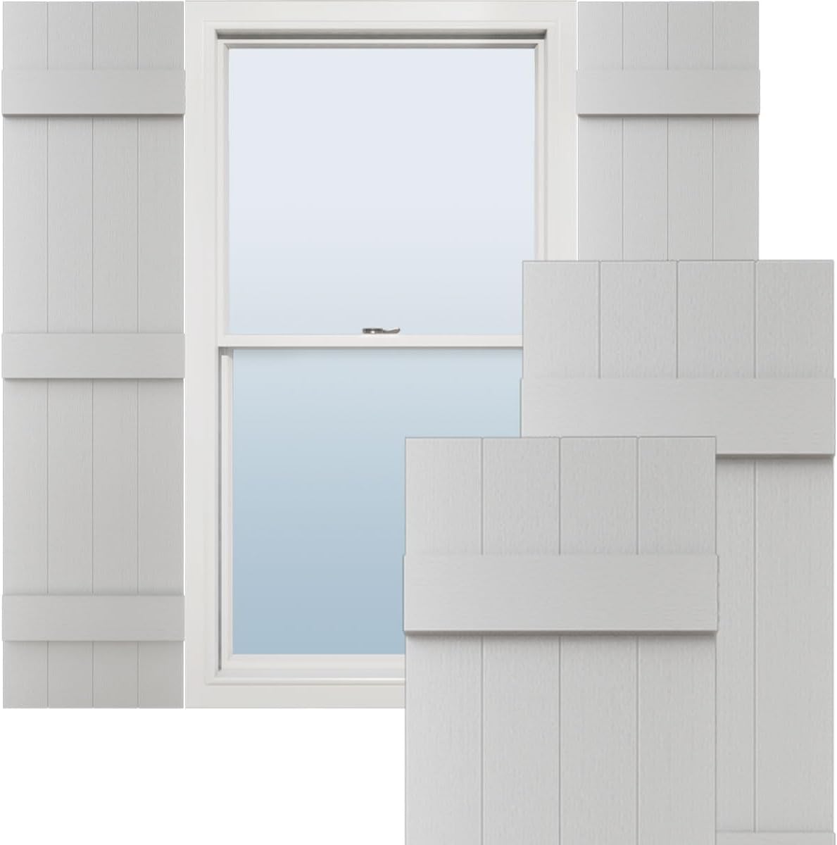 14"W x 59"H Lifetime Vinyl, Standard Four Board Joined, Board-n-Batten Shutters, w/Installation Shutter-Lok's & Matching Screws (Per Pair), Forest Green