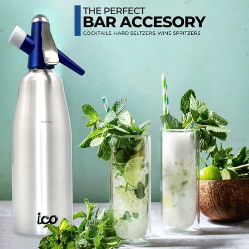 Premium Soda Siphon (1-Pint), Portable Sparkling Water Maker and Soda Maker | Carbonated Water Machine to Make Soda Water, Cocktails, Hard Seltzers
