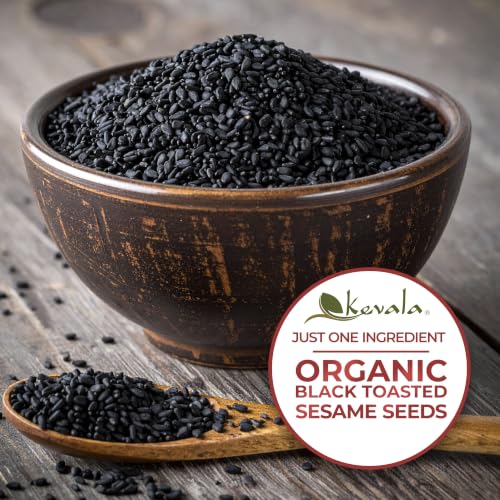 Organic Black Toasted Sesame Seeds - 1 lb, 16 oz, Unhulled Roasted Seeds | For Preparing a Black Tahini Paste and Hummus Dip, Gluten Free Kitchen Staple, Addition to Your Bagel and Salad Toppings
