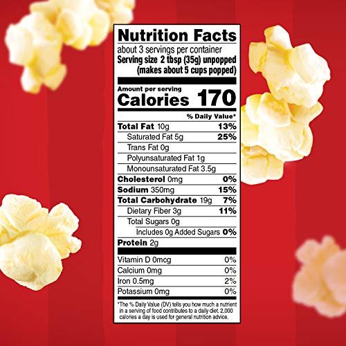 Orville Redenbacher’s Microwave Popcorn + Tub, Movie Theater Butter Flavor, 3g Fiber Per Serving, 3.9 oz. (12 Boxes)