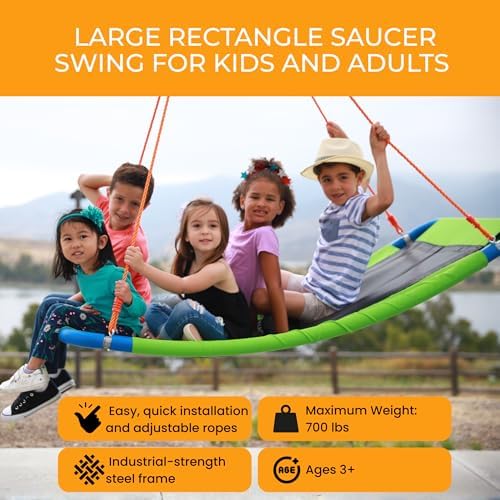 Platform Swing - Large Rectangle Saucer Swing for Kids and Adults