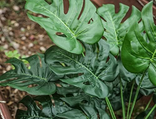 Toopify 28" Fake Plants, Artificial Monstera in Black Pot for Office Decor
