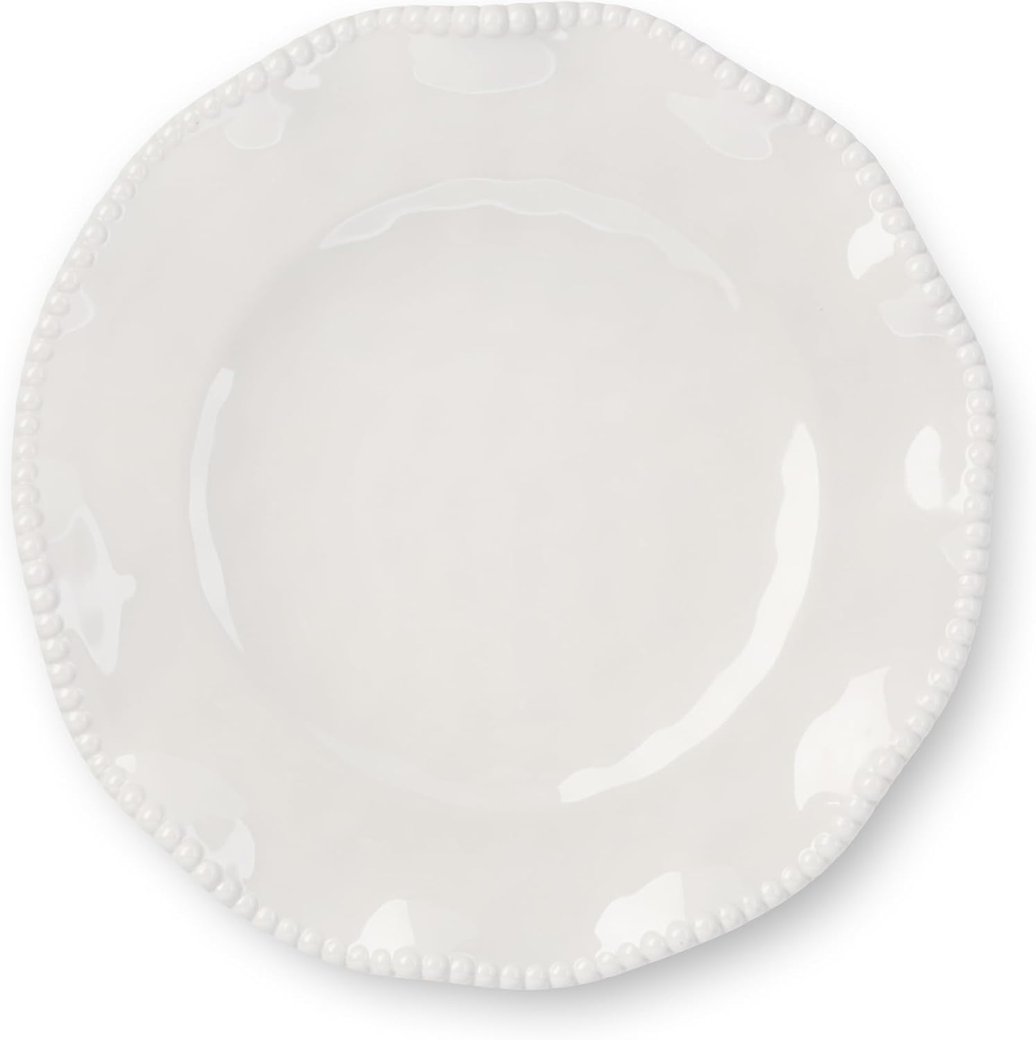 Perlette Off-White Beaded 12-Piece Dinnerware Set – Includes 4 Dinner Plates, 4 Salad Plates, 4 Bowls (7.5" x 2"