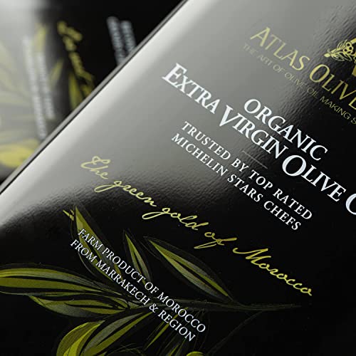 Atlas Organic Extra Virgin Olive Oil, Moroccan, High Polyphenol, 170 fl oz | Cold Pressed EVOO With High Smoke Point, Trusted By Award-Winning Chefs, One Family Farm, Polyphenol-Rich & Smooth Finish