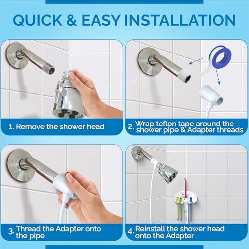 Oral Irrigator - Shower Water Flosser for Healthy Teeth and Gums Made in USA
