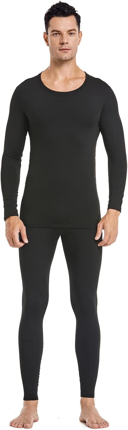PISIQI Thermal Underwear Men Long Johns Set Ultra-Soft with Fleece Lined Base Layer Winter Skiing Warm Top & Bottom