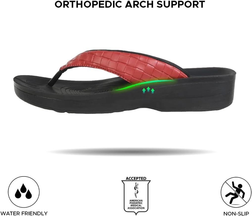 AEROTHOTIC Comfortable Arch Support Flip Flops for Women Orthotic Sandals