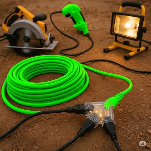 12/3 10 ft Extension Cord 3 Prong Grounded Plug 12 Gauge Extension Cord 10 ft Lighted Indoor Outdoor SJTW Heavy Duty 12 Gauge 10 feet Extension