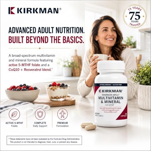Kirkman Advanced Adult Multivitamin & Mineral with 5-MTHF, 180 Capsules