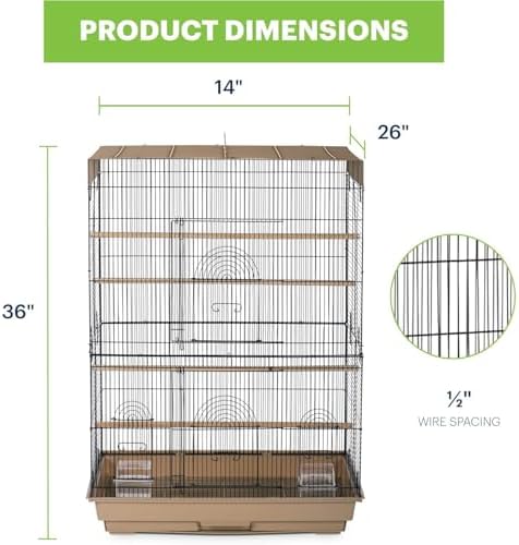 Prevue Pet Products Tall Flight Bird Cage - Blue & White | Stand Alone Large Metal Birdcage for Parakeets, Cockatiels, Conures, Lovebirds, Finches, and Canaries