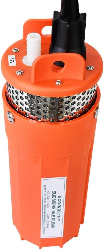 ECO-WORTHY 24V Submersible Deep Well Water Pump with 10ft Cable 1.6GPM 4'' 5A, Max Lift 230ft/70m, DC Pump/Alternative Energy Solar Battery Farm & Ranch Submersible Deep Well Pump