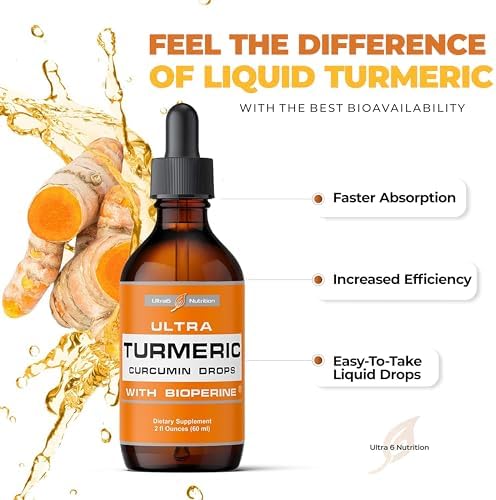 Liquid Turmeric Curcumin Extract with Black Pepper - Turmeric Drops with Bioperine
