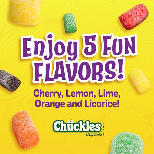 Wonka Chuckles Original, Jelly Sugar-Coated Candies, Fruit Flavored Candy, 2 Ounce Bars (Pack of 24) | Cherry, lemon, lime, orange, licorice jelly