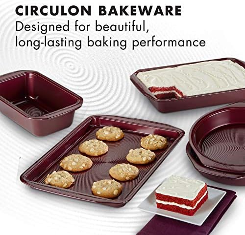 Circulon Nonstick Bakeware Set with Nonstick Cookie Sheet, Bread Pan, Bakings Pan and Cake Pans - 5 Piece, Chocolate Brown