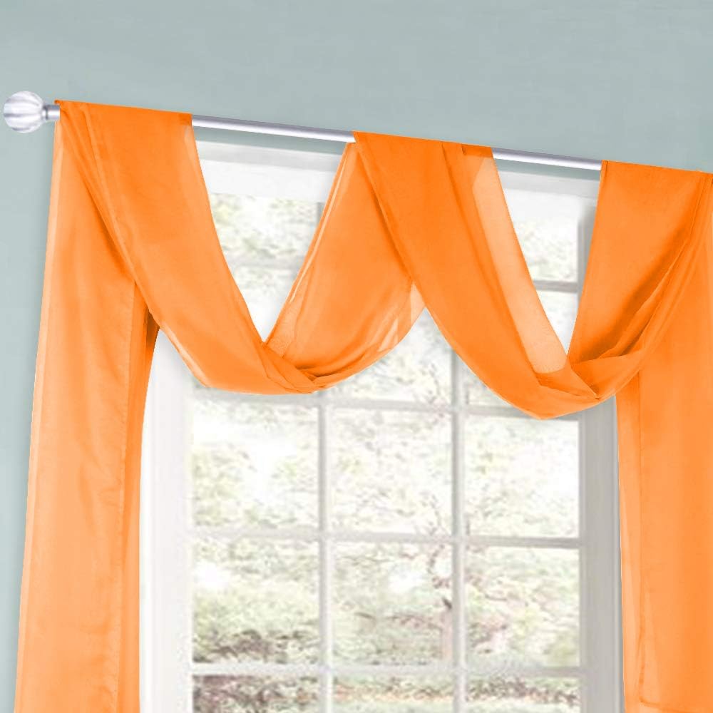 HUTO Light Pink Sheer Window Scarf Valances for Girls Room Sheer Soft Voile Curtain Scarves for Wedding Party 216 Extra Long