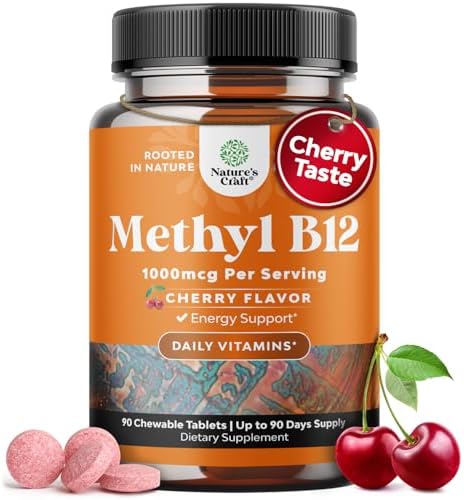 Chewable Vitamin B12 1000mcg for Energy & Mood Support- 90 Count