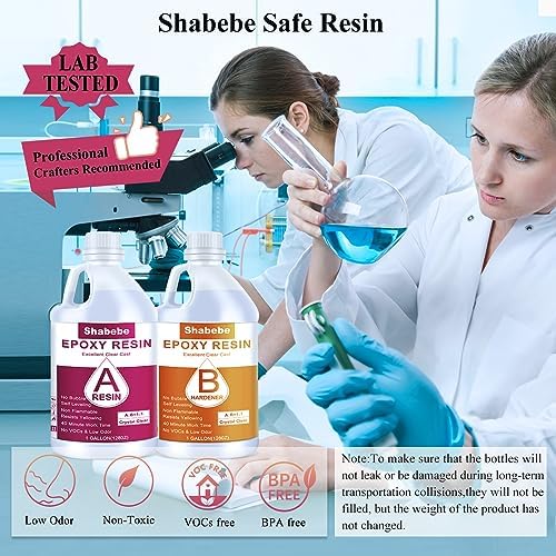 Epoxy Resin, 32OZ Epoxy Resin Crystal Clear, Not-Yellowing No-Bubble, Self Leveling Easy Pour/Mix 1:1 Casting Kit & Coating for DIY Jewelry Making