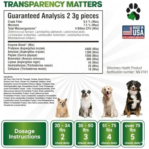 Probiotics for Dogs Digestive Health - Dog Probiotics and Digestive Enzymes - Allergy Relief for Dogs - Probiotic for Dogs Gut Health - Puppy Probiotic Tummy Treats - 120 Dog Probiotic Chews | Gut Health, Allergy and Immune, 4B CFU, 5 Strains, Chicken Fl…