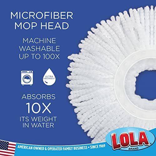 LOLA Revolution Spin Mop & Bucket System, Braided Mop Head, Durable Alloy Handle, 360 Spinning Action, Great for Any Hard Floor Surface