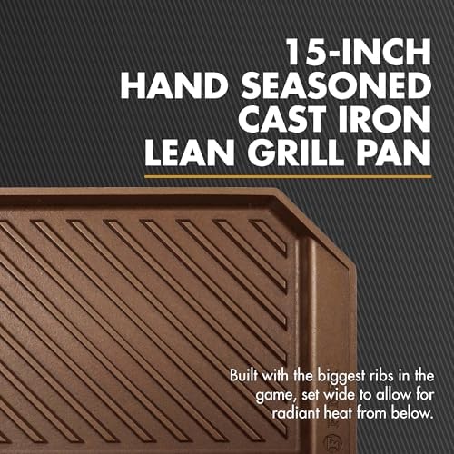 FINEX 10" Cast Iron Grill Pan, Grill Pans with Superior Heat Distribution, Near Non-Stick for Easy Cleaning, Cast Iron Grill Pan, For Indoor & Outdoor Grilling, Pre-Seasoned with Flaxseed Oil
