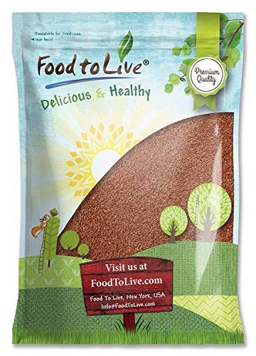 Food to Live - Brown Flax Seeds, 5 Pounds Raw Whole Flaxseed, Kosher, Vegan, Bulk. High Dietary Fiber Food. Rich in Omega-3 Fats. Great for Salads, Baked Goods, Smoothies, Oatmeal, and Yogurt.