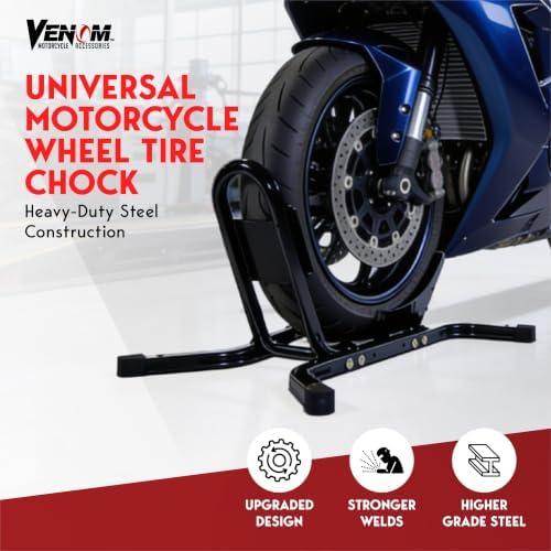 Universal Motorcycle Wheel Tire Chock Self-locking Bike Stand Cradle Chocks Compatible with Harley Davidson Yamaha Honda Kawasaki Suzuki Ducati BMW