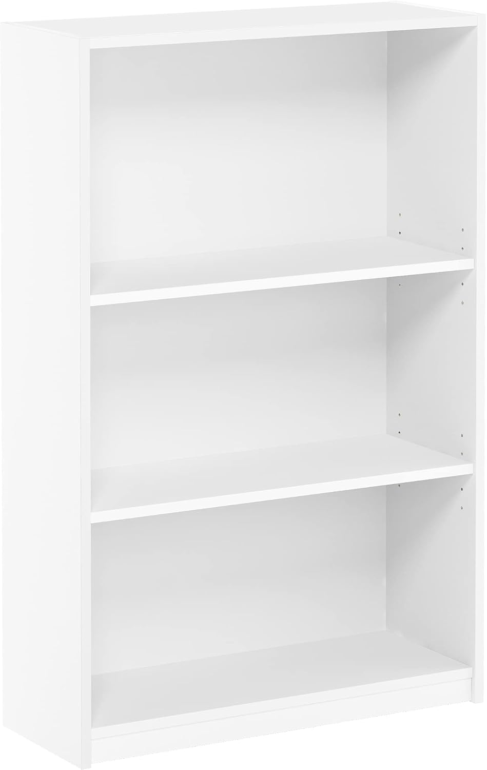 Furinno Jaya Book Shelf, 3-Tier Bookshelf, Bookcase with Adjustable Shelves, 9.5 x 24.5 x 40.3, for Organization and Storage, for Living Room, Bedroom, Home Office, White