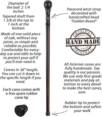 Asterom Handmade Walking Stick for Men - Nutcracker - Wooden Canes for Men