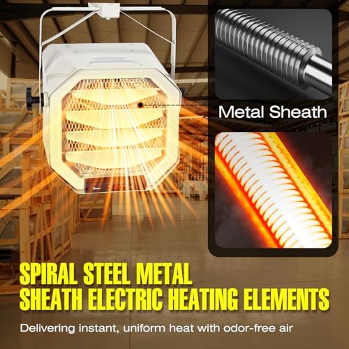 DR. INFRARED HEATER DR-910F 10,000-Watt 240V Heavy-Duty Hardwired Shop Garage Heater Wall/Ceiling Mounted with Remote Controlled Thermostat